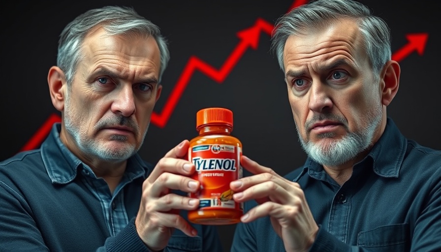 Discussion on Tylenol and Autism with bottle and graph background.