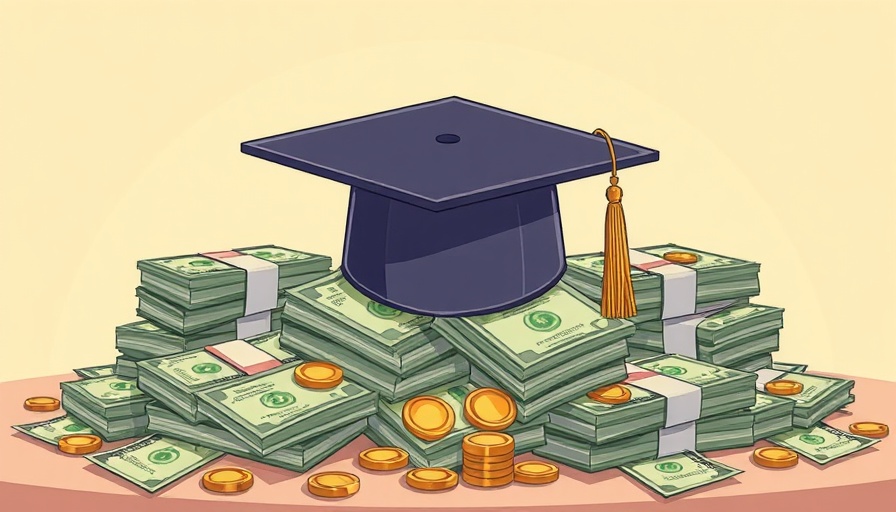 Illustration of a graduation cap with stacks of cash, symbolizing Houston public school district leaders salaries.