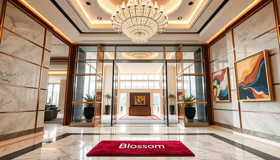 Luxurious entrance of Blossom Hotel Houston Curio Collection.