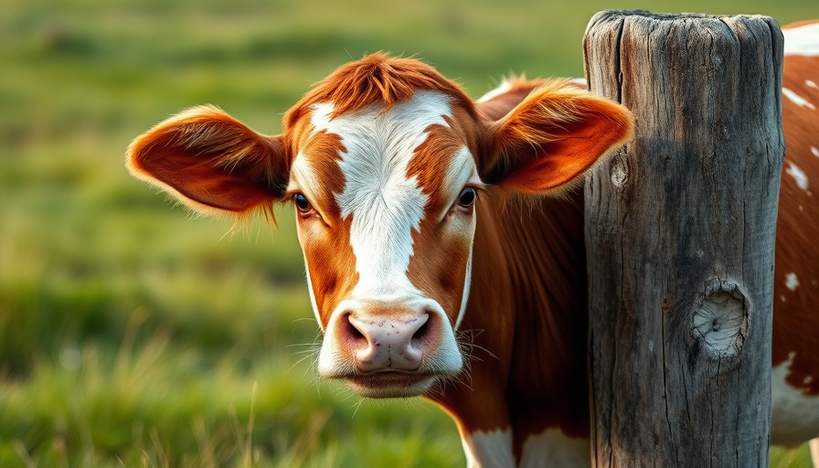 Brown and white cow in field by wooden post, cattle losses update.