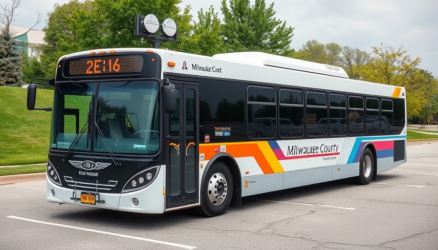 Milwaukee County transit budget: modern blue transit bus parked.