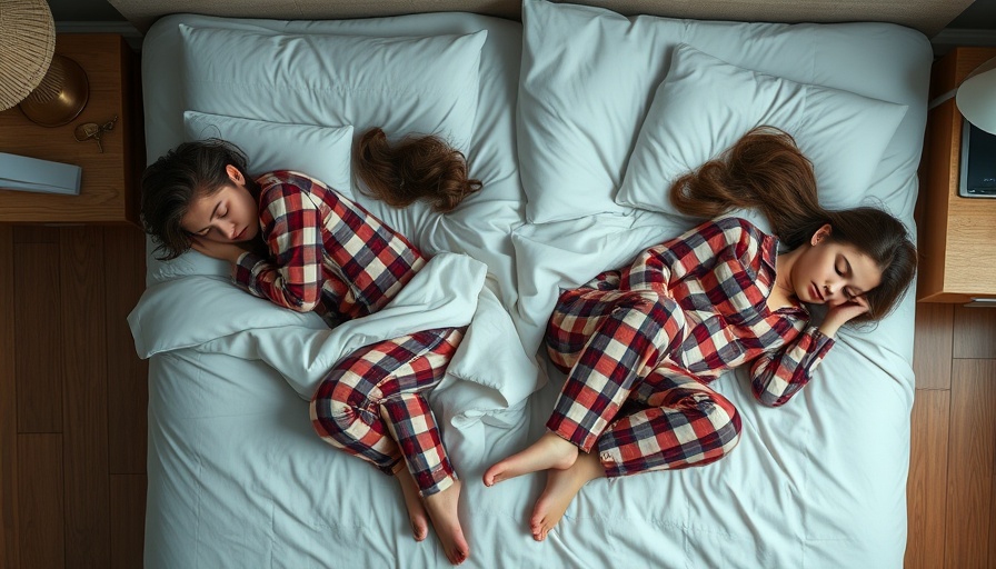 Two people showing how to optimize your sleep position by sleeping in different positions on a bed.