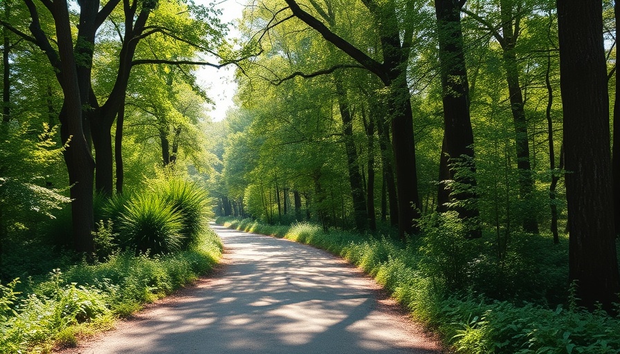 Serene wooded path in an Austin park, highlighting natural beauty.