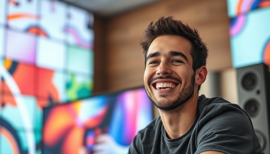 Man smiling on a vibrant set related to Ghosts Season 5 Asher Grodman.