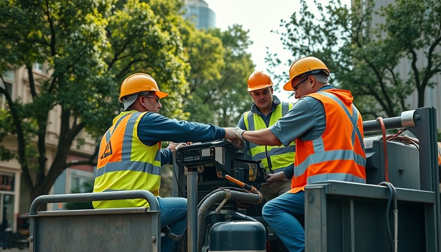 Workers handling equipment for Zachry Construction water infrastructure.