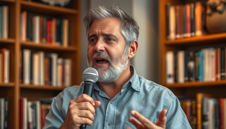 Middle-aged man discusses reversing gut age, indoor setting.