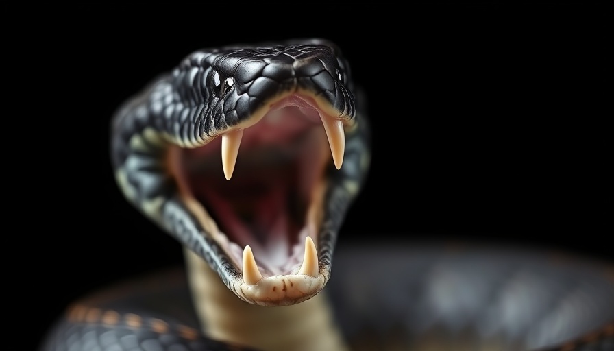 Black mamba showing fangs with open mouth, Black Mamba Venom Dual Attack.