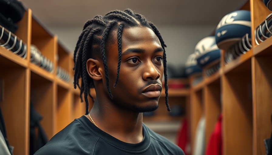 Young man in locker room, reflecting on NFL draft rumors.