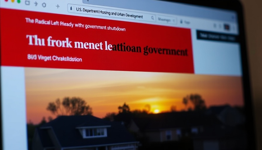 Webpage headline about government shutdown by radical left on housing website.