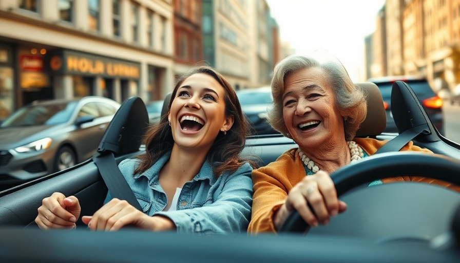 Two women in a convertible driving, enjoying a ride. Freakier Friday digital release.