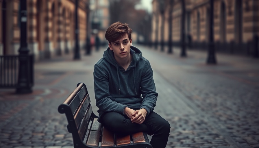 Teen looking down on bench reflecting social withdrawal impact.