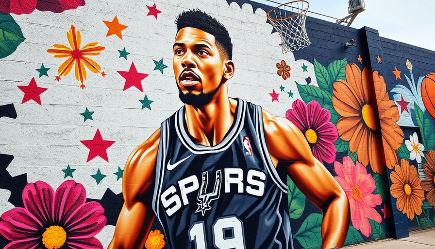 Dylan Harper Spurs mural with Filipino heritage in vibrant colors.