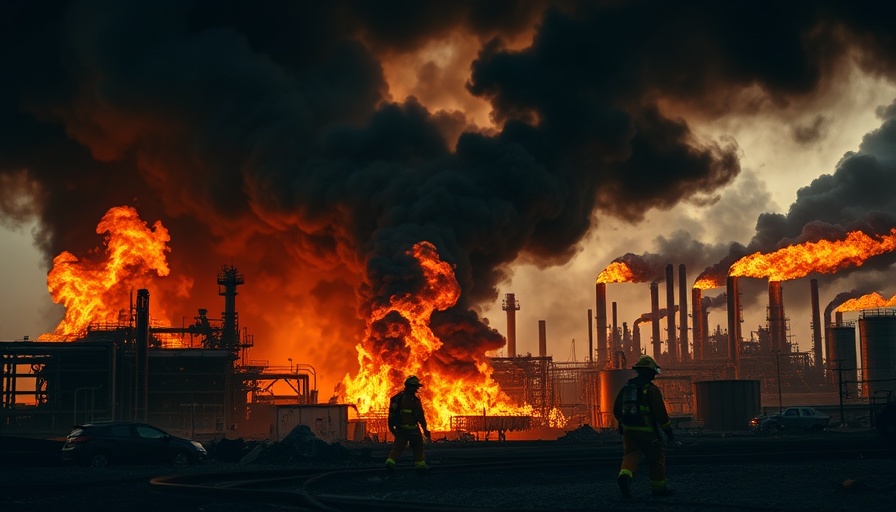 Chevron refinery fire in El Segundo with billowing smoke and flames.