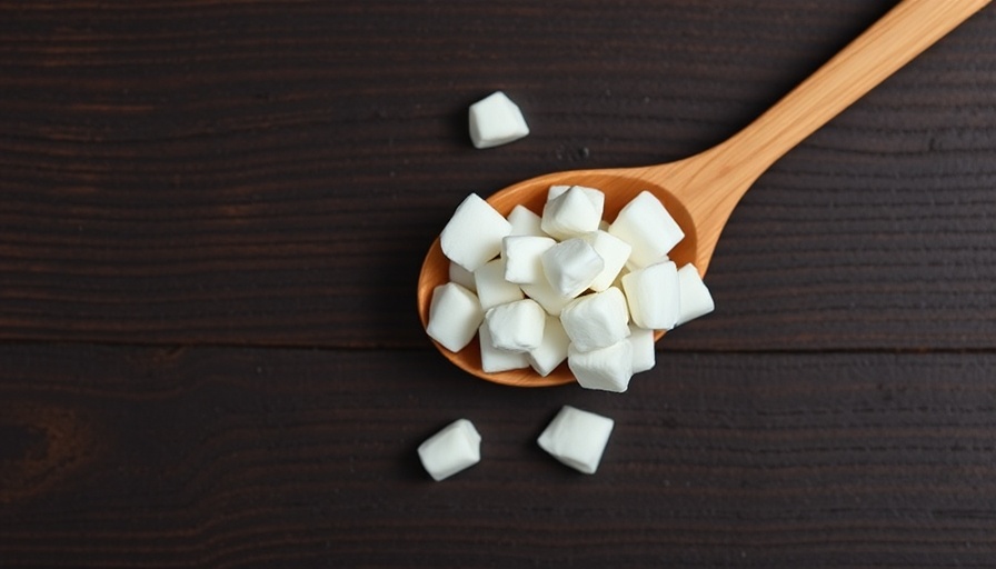 Wooden spoon with allulose on dark wooden table, highlighting health benefits.