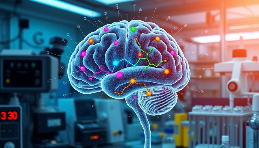 Scientific diagram of tiny sugars in the brain affecting circuits, featuring equipment.
