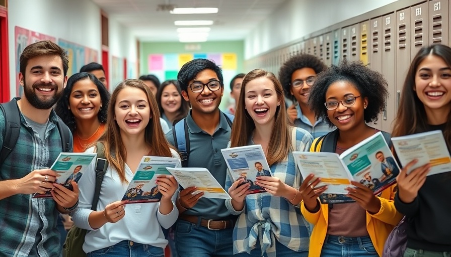 Excited students celebrating Free College Application Week Texas.
