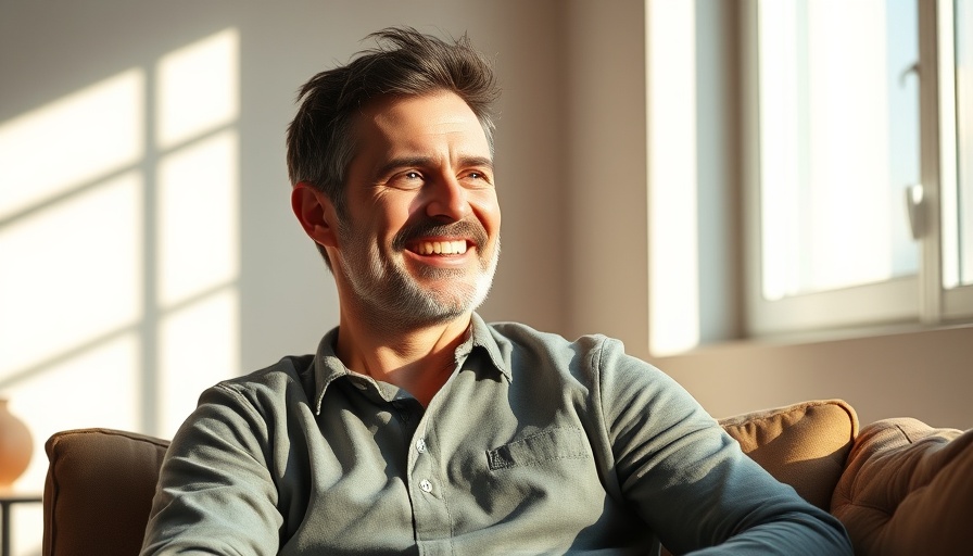 Casual middle-aged man reflecting in a relaxed setting