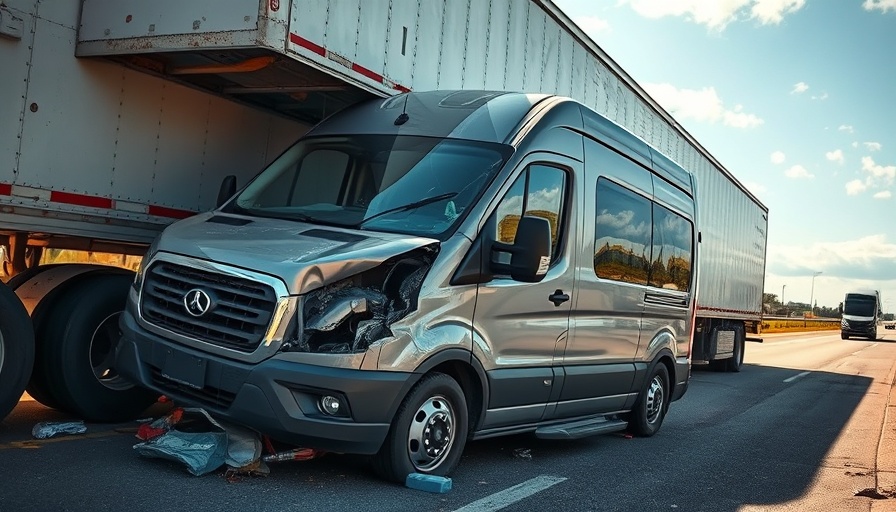 Montgomery County van crash scene with damaged vehicle under trailer.
