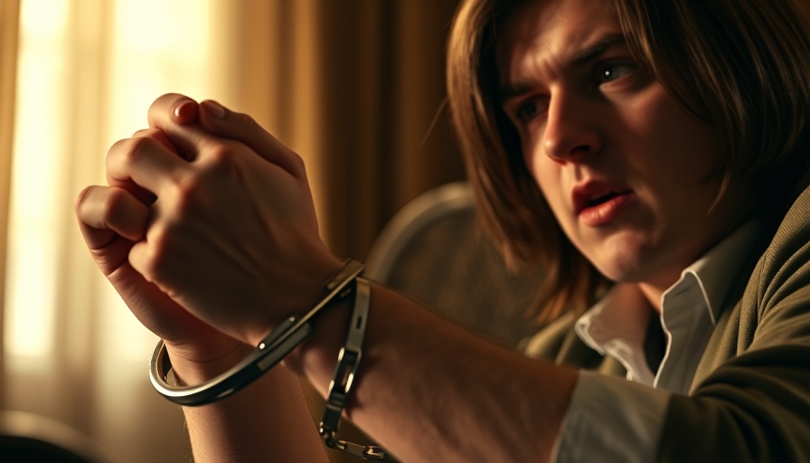 Hands in handcuffs and a person speaking, highlighting crime prevention.