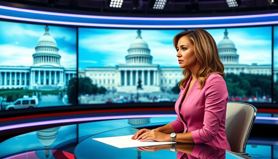 News anchor discusses government shutdown impact on healthcare in modern studio.