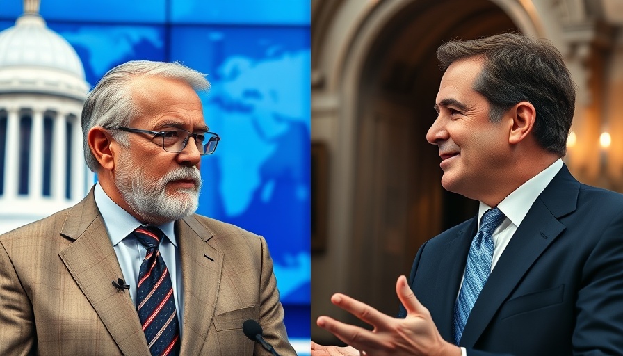 Two politicians discussing Israel Hamas negotiations ceasefire on news.