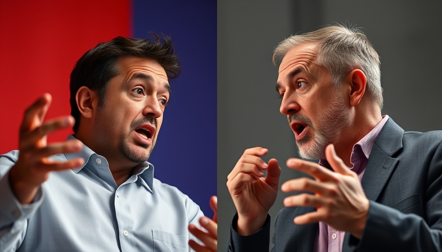 National news debate scene with two men in heated discussion.