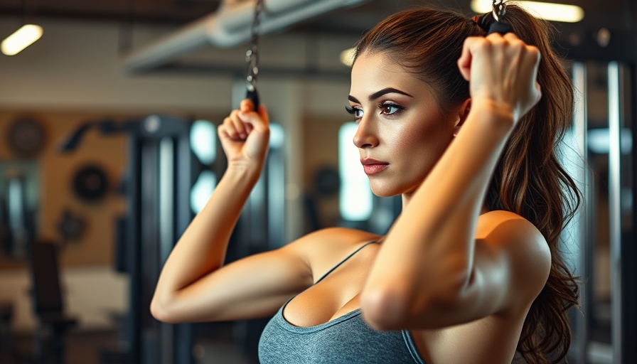 Fit woman in gym performing lat pulldowns, symbolizing fitness benefits.