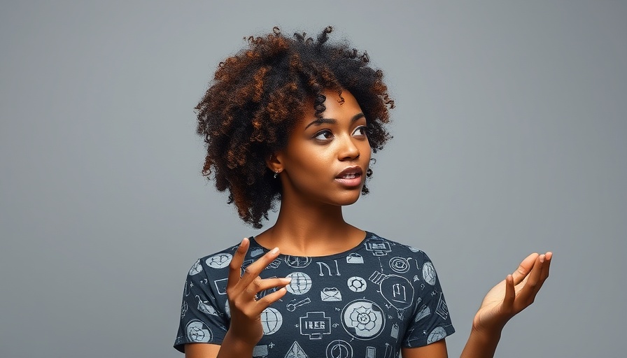 Focused woman explaining digital brain fog effects.