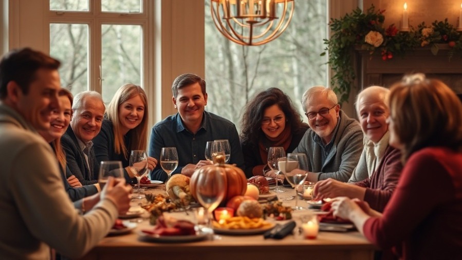 People at a Thanksgiving table sharing gratitude practices for mental wellness.