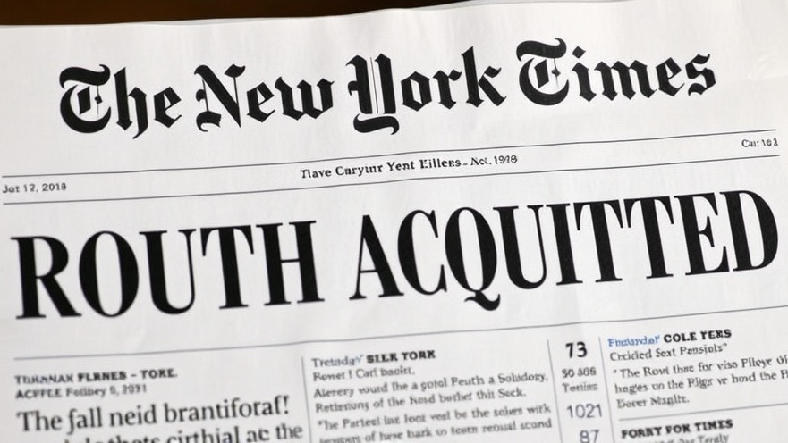 'New York Times' headline 'ROUTH ACQUITTED' on media reliability in political discourse