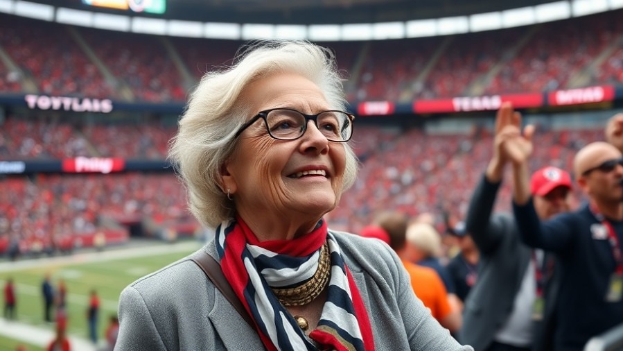 Janice McNair celebrated at Houston Texans stadium for community engagement in sports.