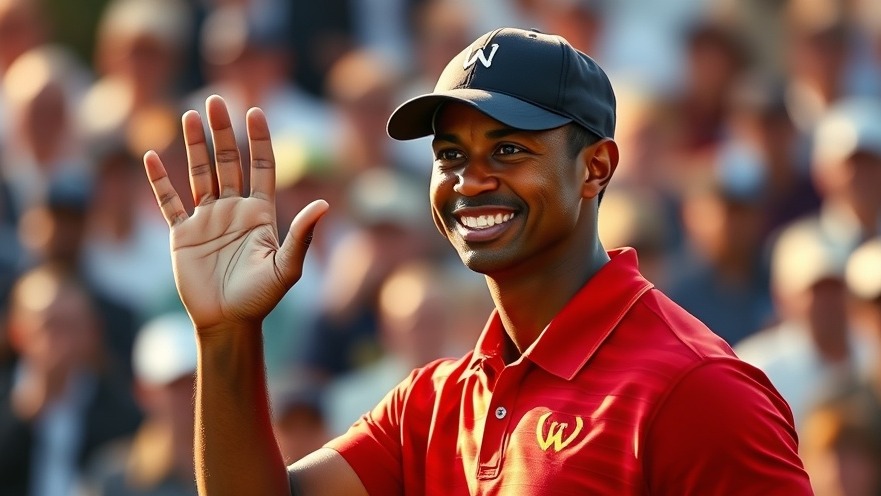 Tiger Woods celebrating at Oakmont, showcasing golf technology advancements in action.