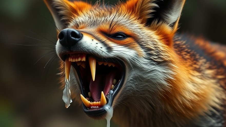 Snarling rabid fox show warning for wildlife safety and rabies prevention in Austin public safety news.