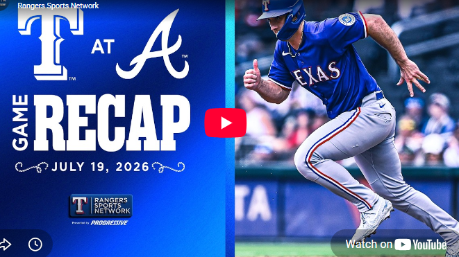 Rangers vs Braves Game Recap featuring a Texas Rangers player.