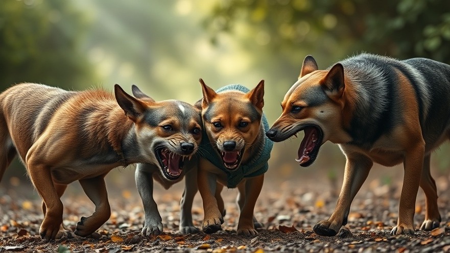 Young mother facing growling dogs, highlighting pet ownership rules and safety.