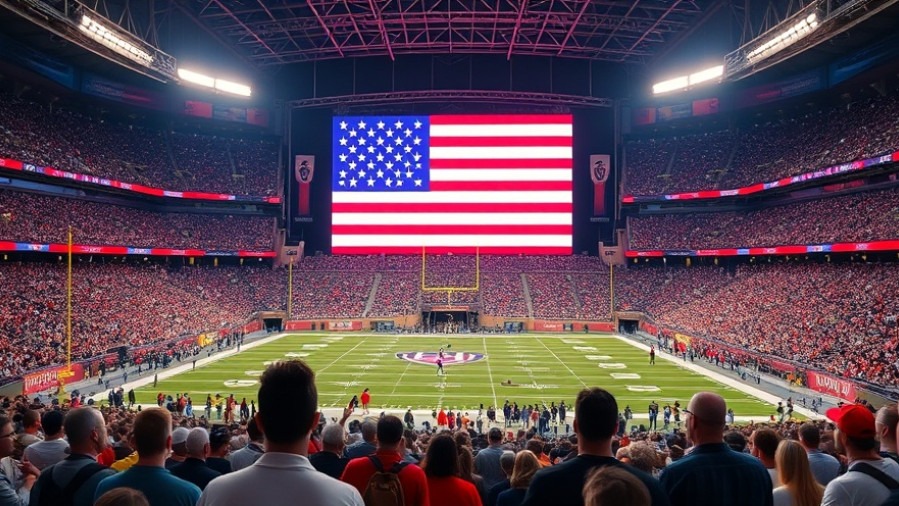 Crowd at West Virginia football game tribute, honoring soldiers with U.S. flag.