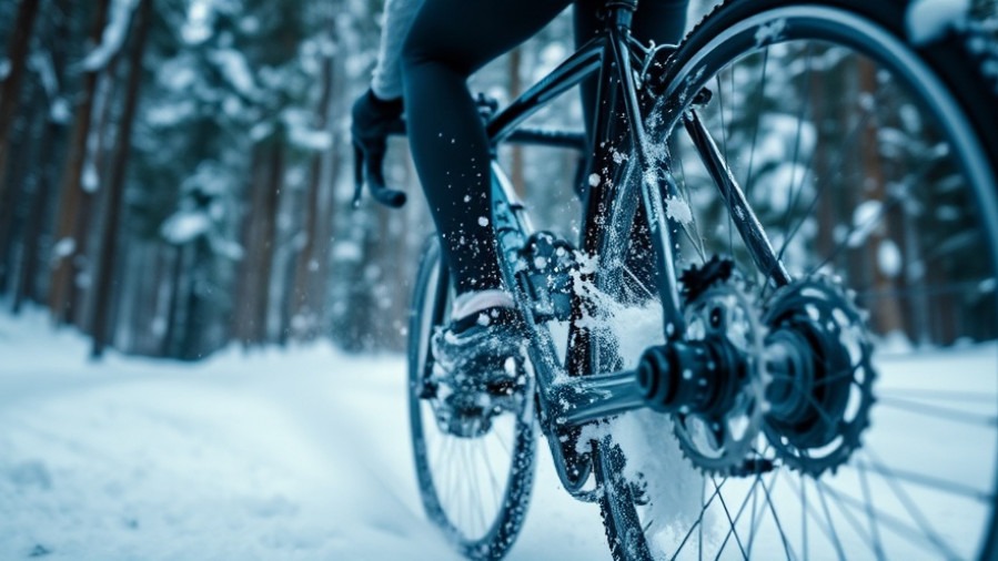 Cyclist embracing healthy lifestyle changes in snow, showcasing action and detail.