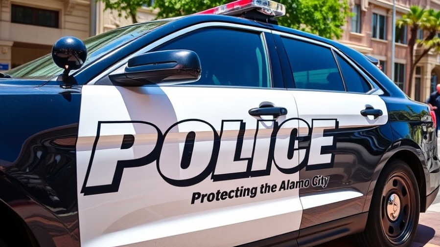 Detailed black and white police vehicle in San Antonio, promoting public safety.