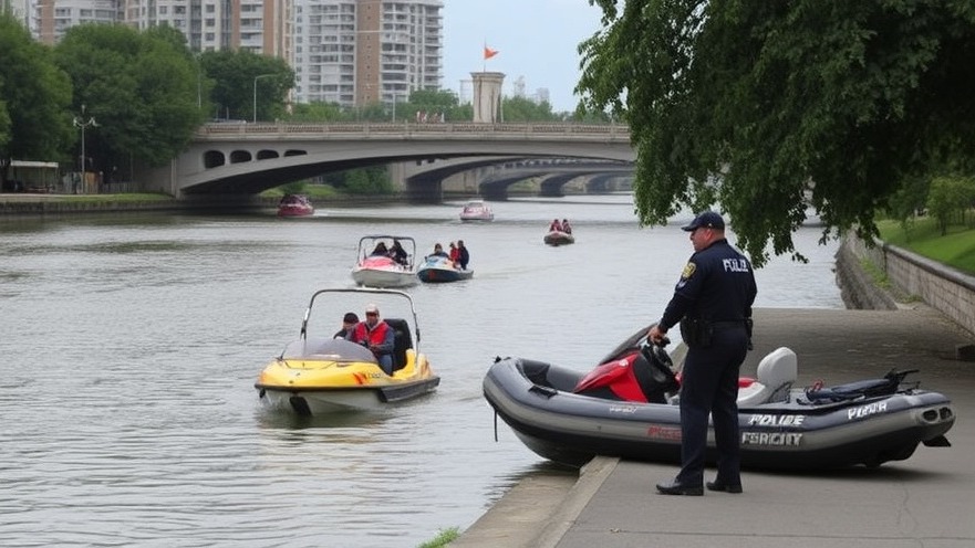 Austin flood warnings: police block watercraft on the river for safety.