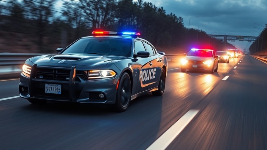 High-speed police car chase highlighting Karnes County crime report and public safety.