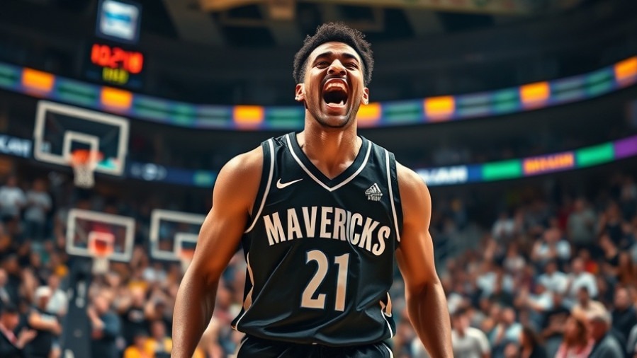 Dallas Mavericks performance: Intense player celebrating in vibrant arena.