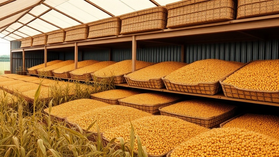 Soybeans in storage highlighting U.S. economy news for farmers and agriculture.