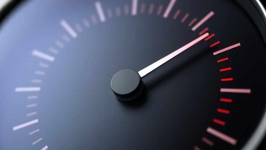 Analog gauge with black dial and white needle in red zone, symbolizing consumer technology trends in Dallas.