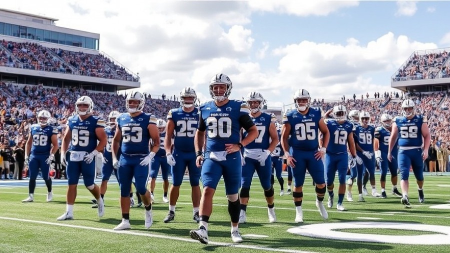 BYU football players on field, featured in college football rankings and sports news.