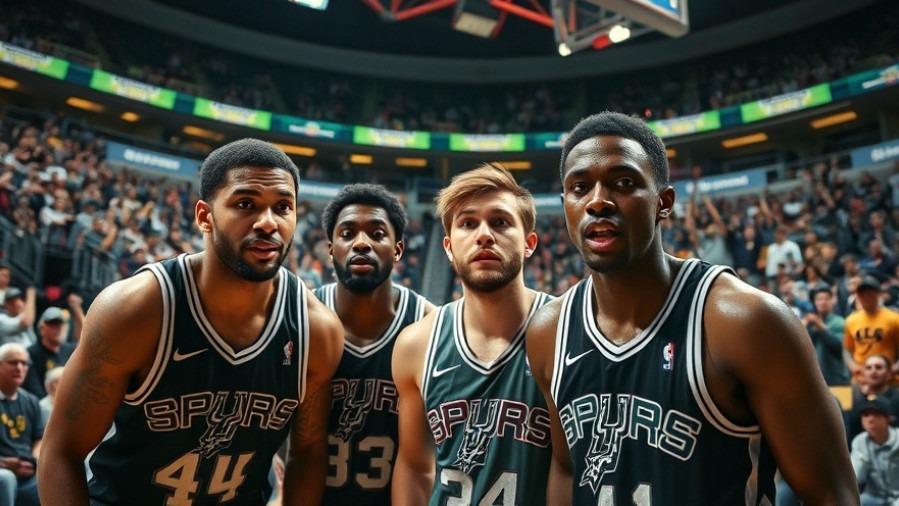 Intense San Antonio Spurs players showcasing teamwork and strategy in a vibrant arena.