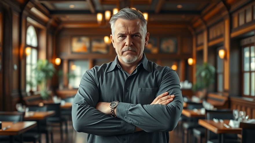 Confident man in a warmly lit restaurant reflects Houston restaurant industry trends.