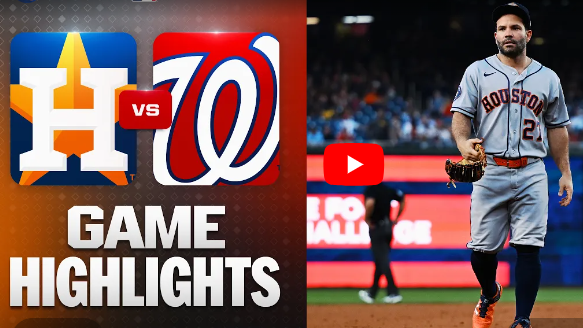 Houston Astros game highlights with player and logos.