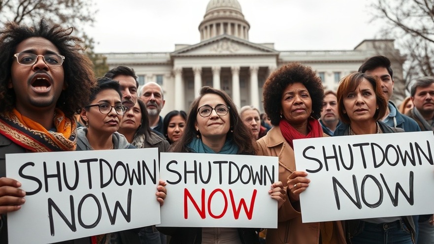 Protesters demand action against Florida economy shutdown effects outside a government building.