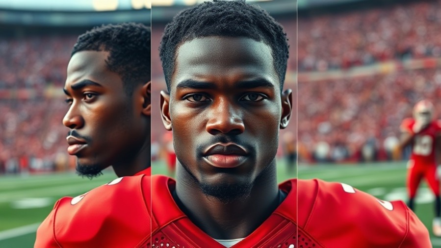 Black college athlete's legal troubles: collage of game action and mugshot.