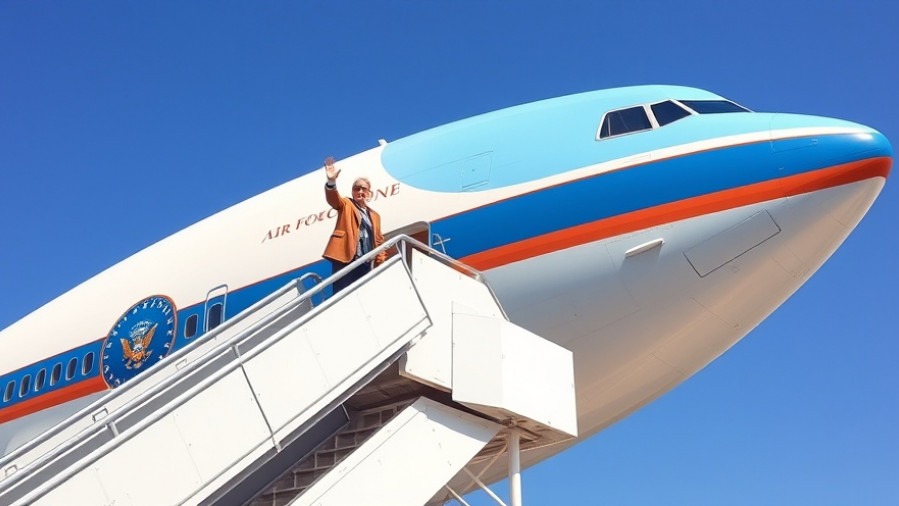 Historic Reagan's Boeing 707 Air Force One with individuals waving, capturing iconic aviation moment.